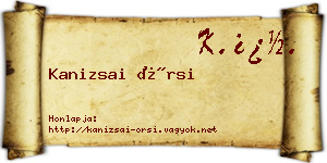 Kanizsai Örsi névjegykártya